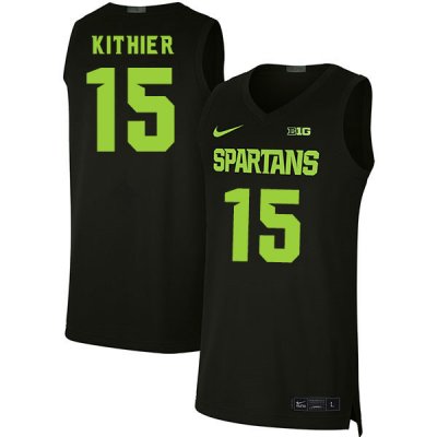 Men Michigan State Spartans NCAA #15 Thomas Kithier Black Authentic Nike Stitched College Basketball Jersey LC32E87XY